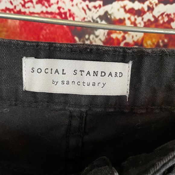 Sanctuary Social Standard Ankle Skinny Black Camo Jeans Size 6 - Picture 6 of 11